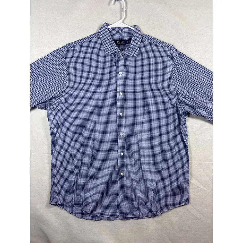 Polo Ralph Lauren‎ Mens Blue Gingham Check Dress Shirt XL